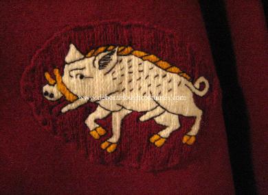 Hand Embroidered White Boar Livery Badge