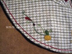 Early medieval hand embroidered hood - close up detail