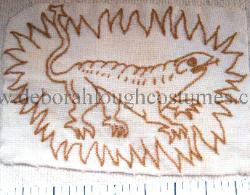 Hand embroidered salamander