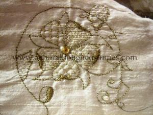 Modern hand embroidery using a 16th century design
