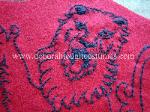 Applique lion rampant gardant with hand embroidery - before cutting out